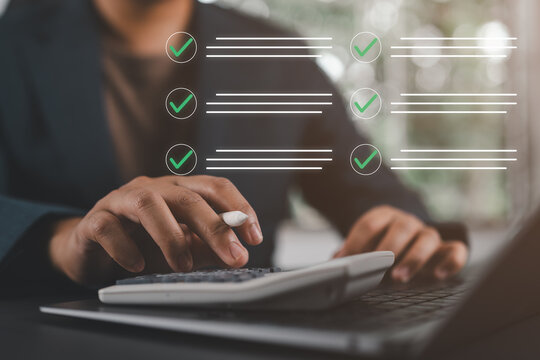 Digital to do list system displayed over user working on laptop, focusing on productivity, task management, strategic planning for successful project execution in personal or business setting.