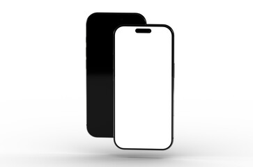High-quality mockup of two smartphones, perfect for app presentations or website designs.  Blank screen for customization.