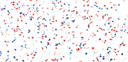 Festive confetti background in red, white, and blue. Perfect for celebrations and patriotic events.