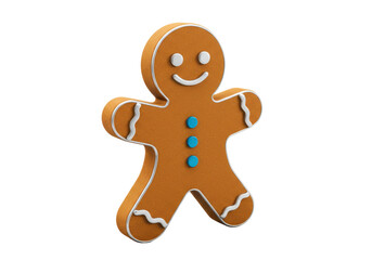 Isolated gingerbread man cookie with icing and buttons for the holidays snack treat
