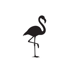 Flamingo Silhouette Standing on One Leg