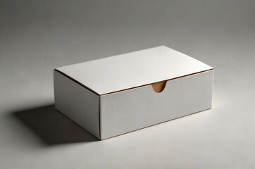 Closed White Cardboard Box Mockup on White Background Casting Shadow