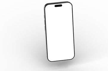 High-quality photo of a modern smartphone with a blank screen, perfect for app presentations or website mockups. Clean, minimalist design.