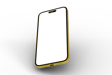 High-quality image of a gold smartphone with a blank screen, perfect for app presentations and mockups. Download now!