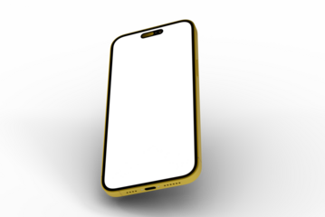 High-quality image of a gold smartphone with a blank screen, perfect for app presentations and mockups. Download now!