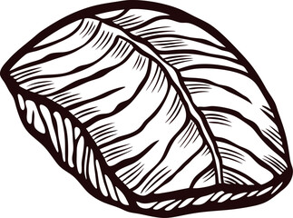 Obraz premium Hand drawn illustration of traditional salmon nigiri sushi with detailed seaweed and rice texture