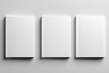 Naklejka premium Three Identical White Book Covers Mockup in a Row 