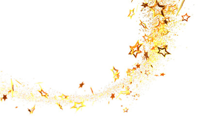 Sparkling gold stars on white background. Perfect for holidays, celebrations, and more.
