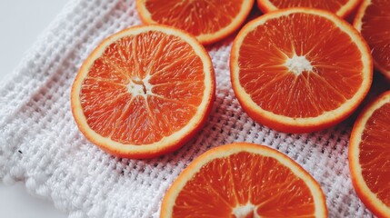 Refreshing orange slices kitchen table food photography bright and inviting close-up view healthy eating concept