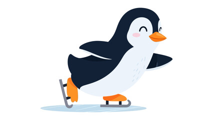 Penguin on Ice Skates: A cheerful penguin glides gracefully on ice skates, embodying the joy of winter activities and the charm of animated characters.