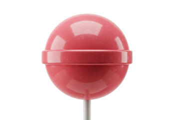 Isolated pink lollipop round sugar candy, childhood snack on stick sweet for party dessert