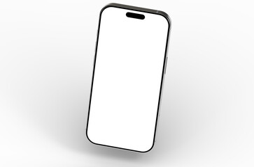 High-quality photo of a modern smartphone with a blank screen, perfect for app presentations or website mockups.  Clean, minimalist design.