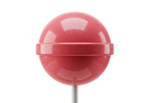 Isolated pink lollipop round sugar candy, childhood snack on stick sweet for party dessert - Powered by Adobe
