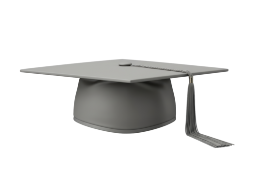 Isolated gray graduation cap with tassel - university graduation, education, celebration