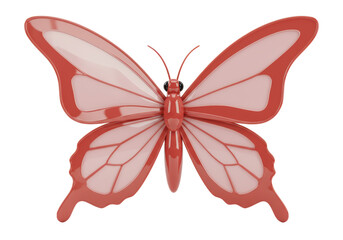 Isolated Butterfly with Red Outline and Veins – Close-up of Decorative Butterfly Ornament
