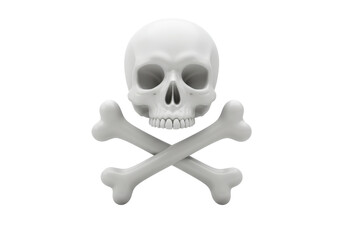 Isolated Skull and Crossbones in Gray Scale Medical Death Symbol Halloween Icon