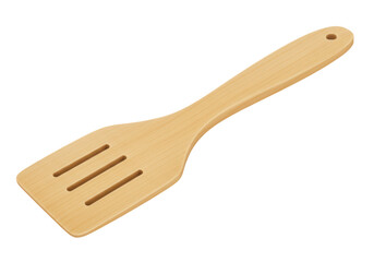 Isolated Wooden Spatula cooking utensil for flipping food in a kitchen, natural material