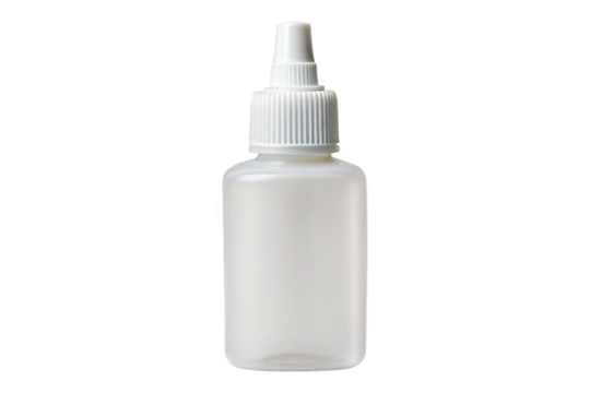 White correction fluid bottle with dropper cap isolated object for office and school supplies transparent background