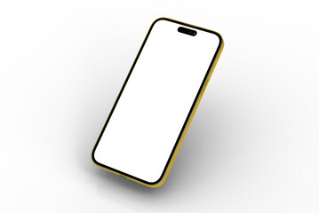 High-quality image of a gold smartphone with a blank screen, perfect for app presentations or website mockups.
