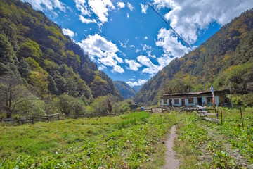 Shingkharab Hamlet along the Jomolhari Trekking Route