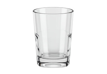 Isolated, empty glass tumbler beverage container for drinking transparent glassware mockup