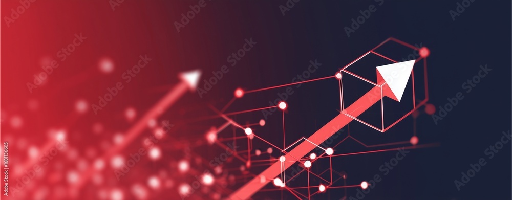 Poster data innovation ascending: a visually captivating image of an upward-trending arrow signifies the ri