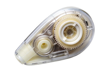 Naklejka premium Clear correction tape dispenser with visible internal mechanism isolated for office and school use transparent background