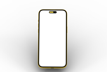 High-quality image of a gold smartphone with a blank screen, perfect for app presentations or website mockups.  Easy to use and customize.