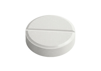 Isolated Single Round Pill with Indent, Medication Concept for Healthcare and Treatment