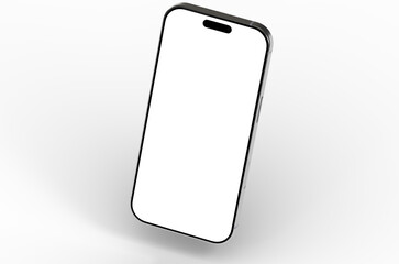 High-quality photo of a modern smartphone with a blank screen, perfect for app presentations or website mockups.  Clean and minimalist design.
