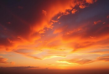 Fototapeta premium Fiery orange clouds dominate a breathtaking sunset sky, art, end