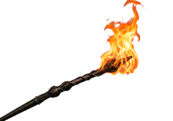 Burning Torch on White Background isolated on transparent background
