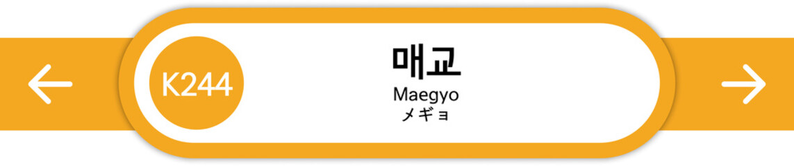 Illustration of Korean subway station names written in Korean, English and Japanese