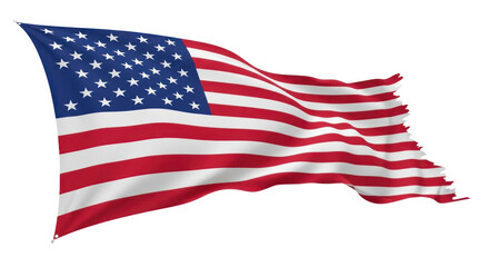 Obraz premium Waving American Flag with Bright Stars and Stripes, Isolated on Transparent Background. isolated on transparent background, png background. No Background PNG