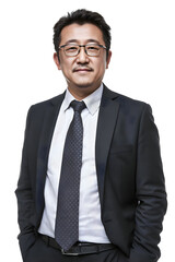 Portrait of a Middle-Aged Asian Man in Business Attire