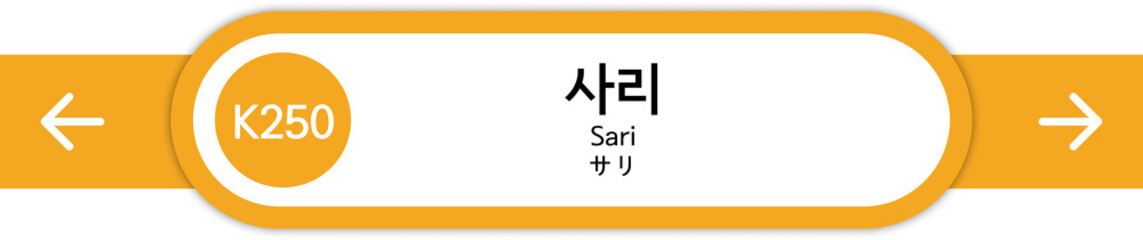 Illustration of Korean subway station names written in Korean, English and Japanese