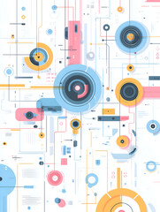 Obraz premium Abstract Tech Background: Geometric Patterns and Circular Elements