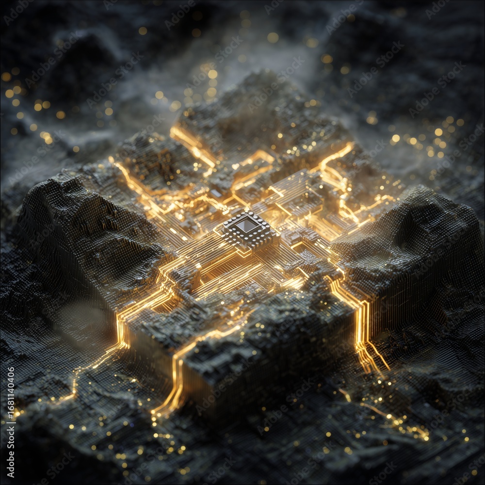 Aufkleber digital core ignition: a close-up view of an abstract electronic core concept. this visually engagin