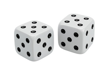 Isolated Pair of Dice Showing Five and Six Spot Dice for Chance Games and Gambling