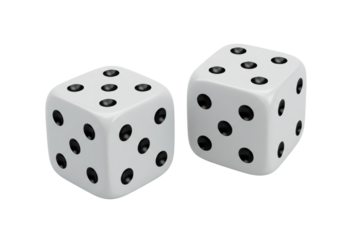 Isolated Pair of Dice Showing Five and Six Spot Dice for Chance Games and Gambling