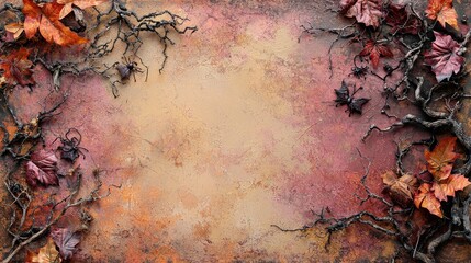 Autumn Background with Leaves and Twigs for Creative Projects