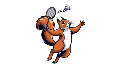 Squirrel Smash: This playful image features a squirrel enthusiastically engaging in a game of badminton, perfectly capturing the essence of fun and athleticism. 