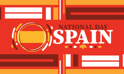 Spain National Day. Spanish flag. National happy holiday, celebrated annual in October 12. Hispanic heritage. Poster, card, banner and background. Vector illustration