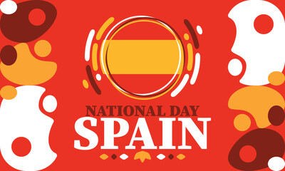 Spain National Day. Spanish flag. National happy holiday, celebrated annual in October 12. Hispanic heritage. Poster, card, banner and background. Vector illustration