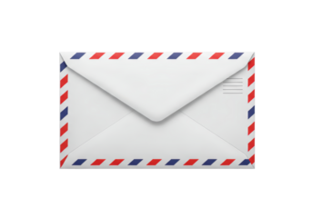 Isolated envelope design with red and blue airmail edges for a classic correspondence look