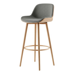 Gray bar stool isolated on transparent background