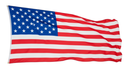 Vibrant American Flag with Stars and Stripes Waving, Isolated on a Transparent Background. isolated on transparent background, png background. Transparent Object PNG