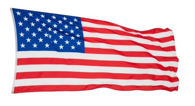 Vibrant American Flag with Stars and Stripes Waving, Isolated on a Transparent Background. isolated on transparent background, png background. Transparent Object PNG