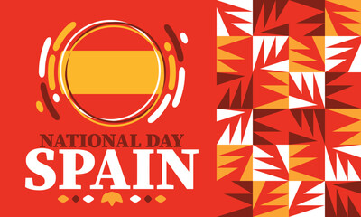 Spain National Day. Spanish flag. National happy holiday, celebrated annual in October 12. Hispanic heritage. Poster, card, banner and background. Vector illustration