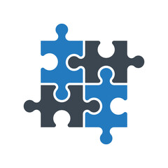 Obraz premium Four-Piece Puzzle Chart Vector Icon. Puzzle Icon. Vector Illustration